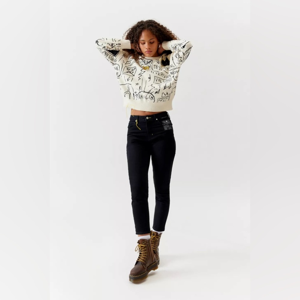 Black High-Rise Lee x Jean-Michel Basquiat Printed Pocket Jean Jeans